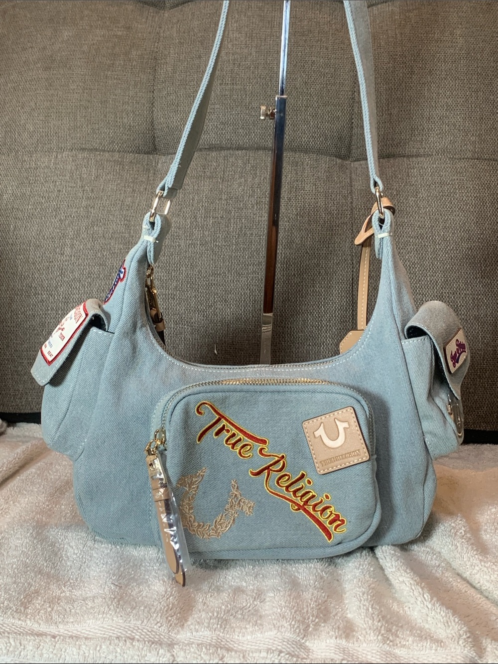 NWOT True Religion Denim Multi-Pocket Shoulder Bag